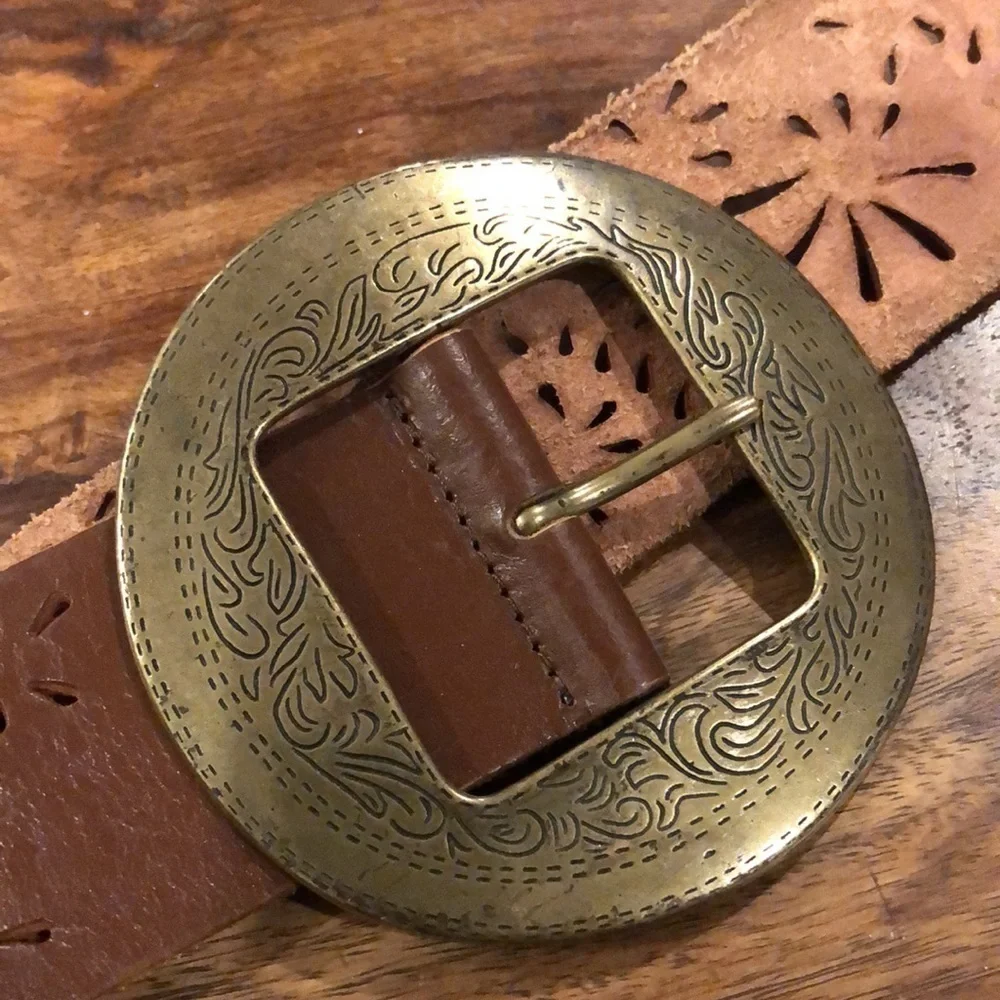Coldwater Creek Darlington Perforated Leather Belt S